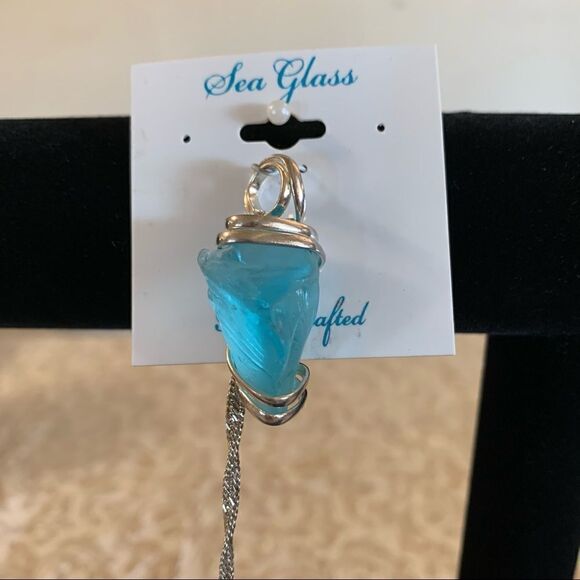 Sea Glass Necklace Lovely Chain Handcrafted 18” - Picture 1 of 5